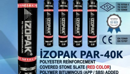 İzopak PAR-40K Polyester Reinforcement Covered Stone Slate (Red Color)